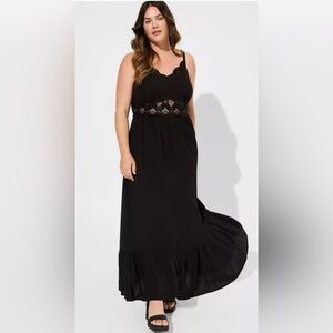 NWT Torrid Black Lace Inset Maxi Dress